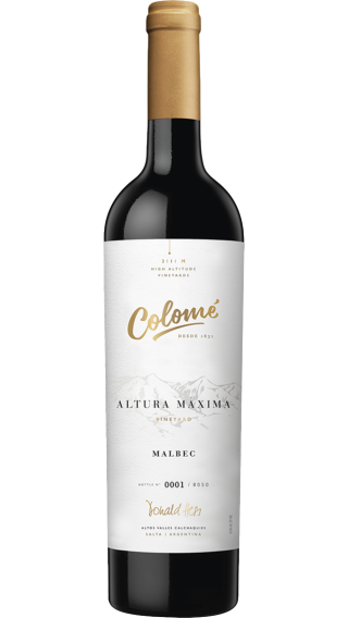 Bottle of Colome Altura Maxima Malbec 2018 wine 750 ml