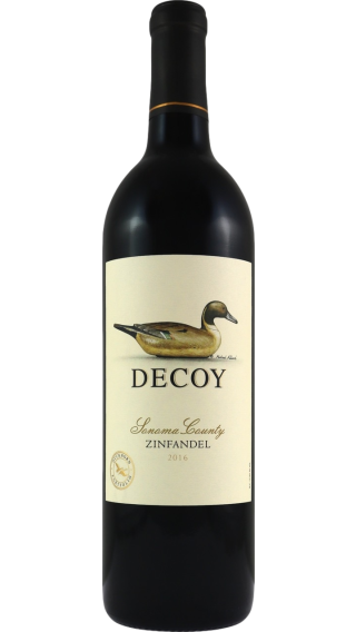 Bottle of Duckhorn Decoy Zinfandel 2016 wine 750 ml