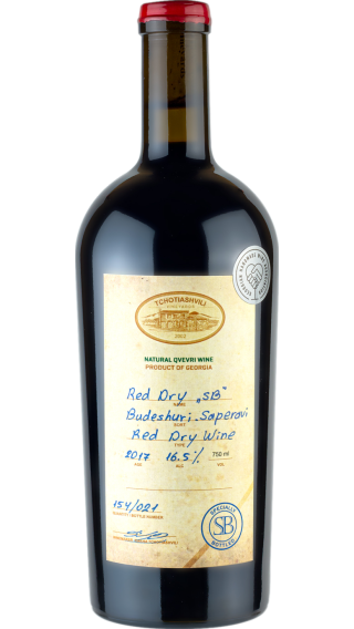 Bottle of Tchotiashvili Budeshuri Saperavi 2019 wine 750 ml